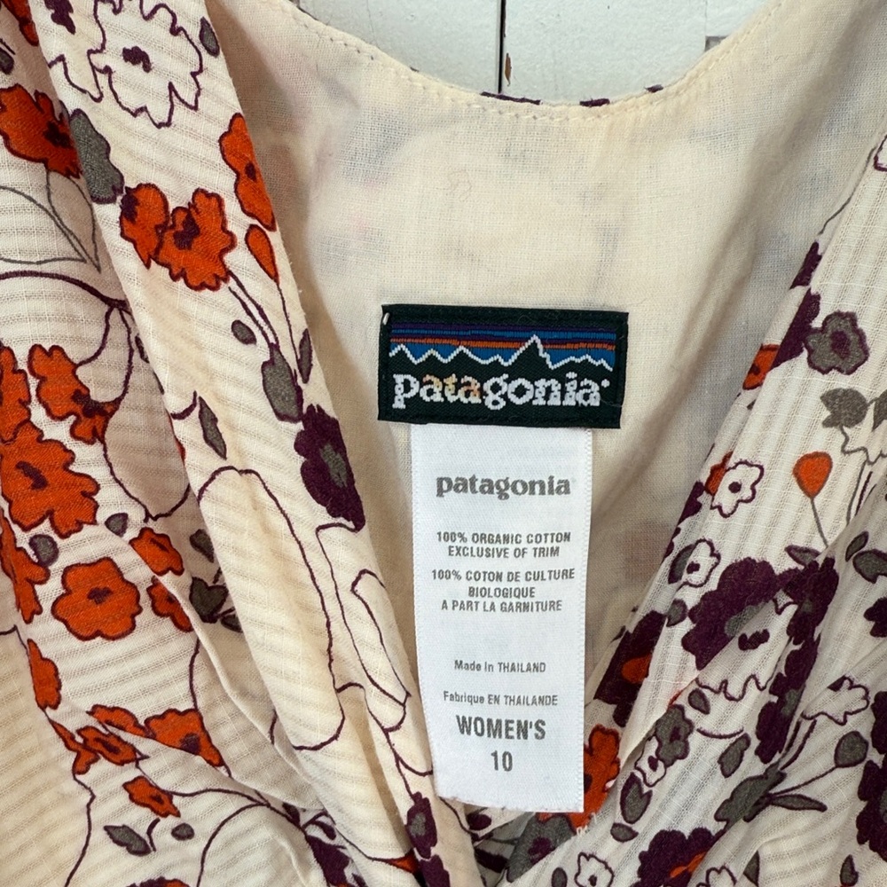 Patagonia Floral Sleeveless Faux Wrap Beachy Dress Sz 10 - Picture 3 of 5